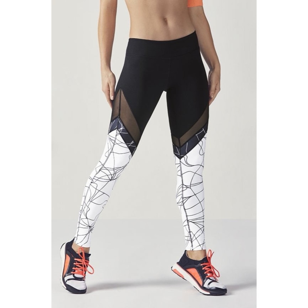 Mid Rise Mesh Powerhold Leggings Abstract Edgy Sz XS